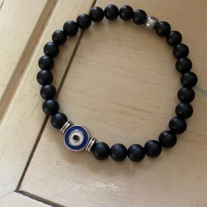 Black artisan stone evil eye bracelet